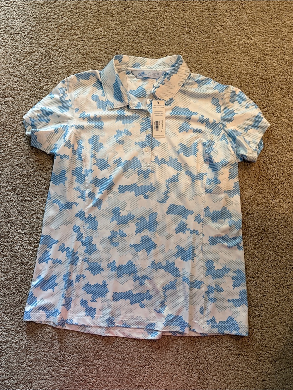 Bobby Jones White and Light Blue Camo Polo